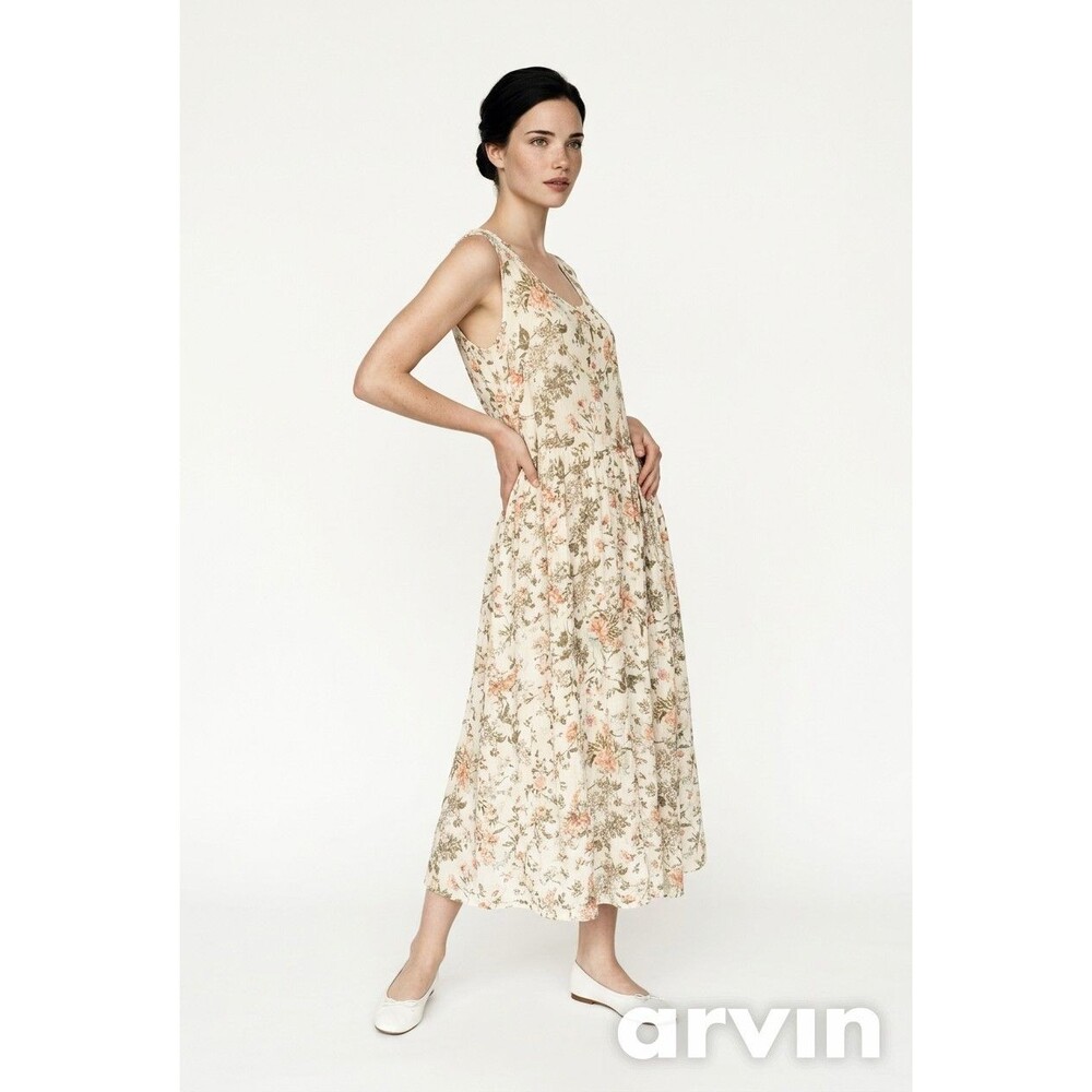 Frye Dress Womens XXL Floral Midi Button Front Prairie Boho Cottage Western Plus